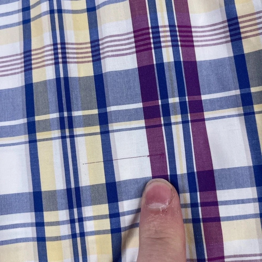Banana Republic Shirt Mens Large Purple Plaid Soft‎ Wash Button Up Business